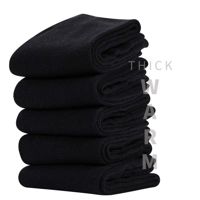 MAGIARTE Mens Dress Socks Soft Cotton Crew Socks Black Socks for Men 6-Pack (Black, L) - Image 4